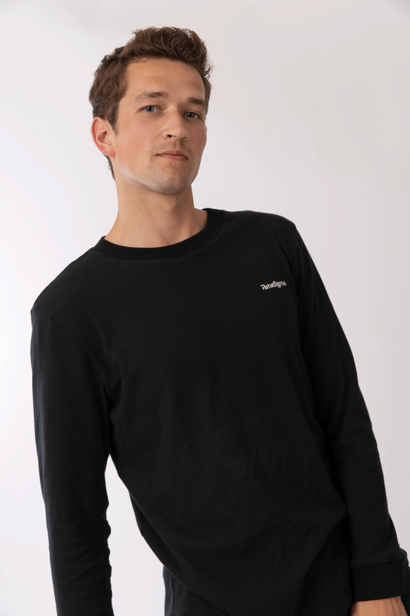 t shirt manche longue noir homme