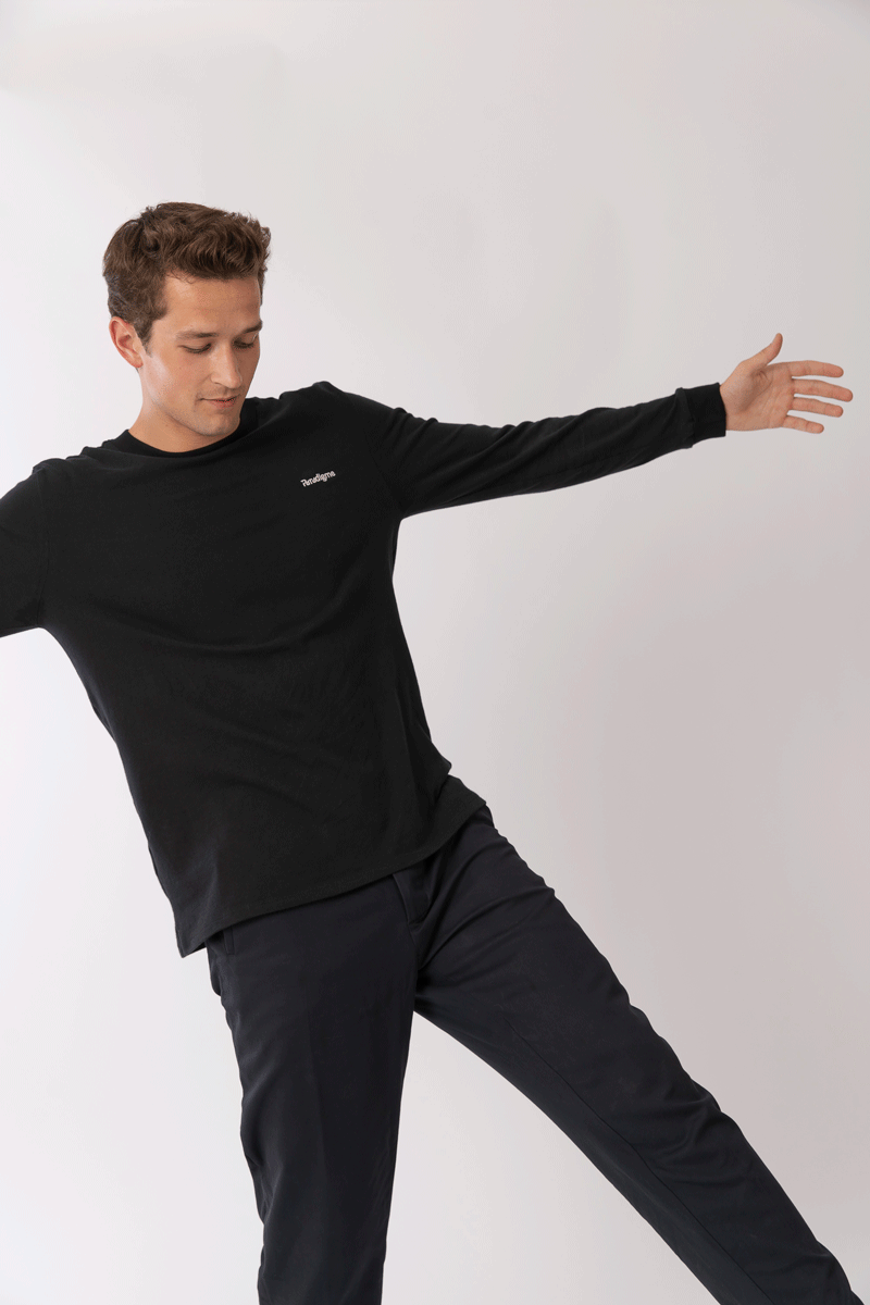 t shirt manche longue noir homme